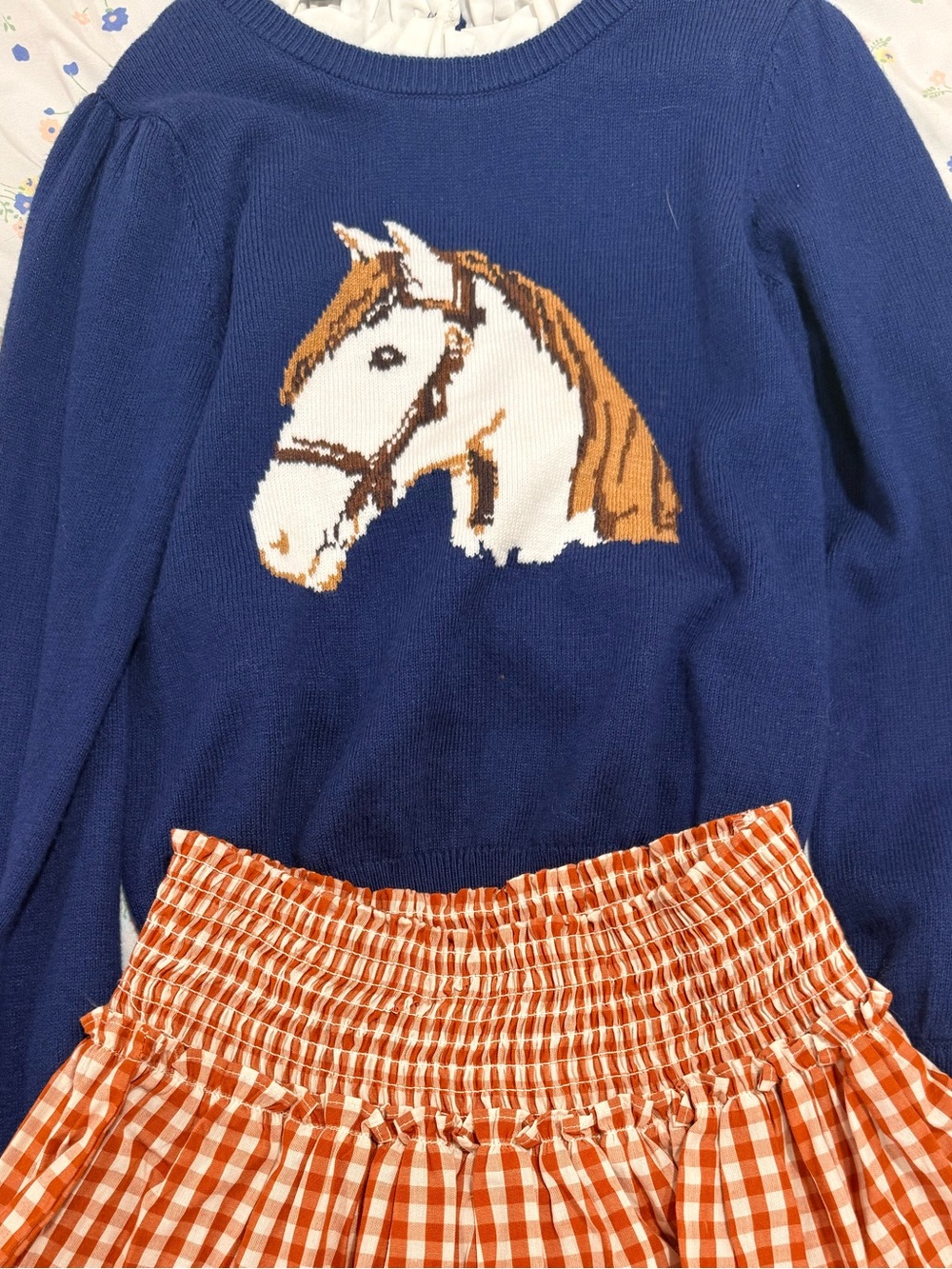 Janie and Jack Navy Horse Intarsia Knit Sweater
